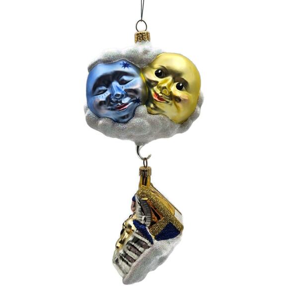 Patricia Breen Sweet Dreams Pearl Bed Gold Trim Moon Sun Christmas Tree Ornament - Picture 2 of 13